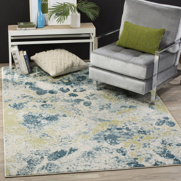 Wrought Studio Seyler Abstract Beige/Light Blue/Green Area Rug